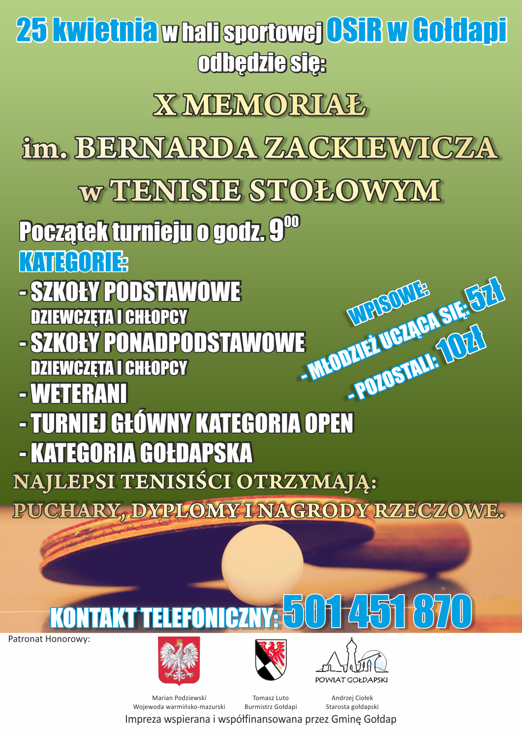 X MEMORIA  ZACKIEWICZA tenis adrzej plakat