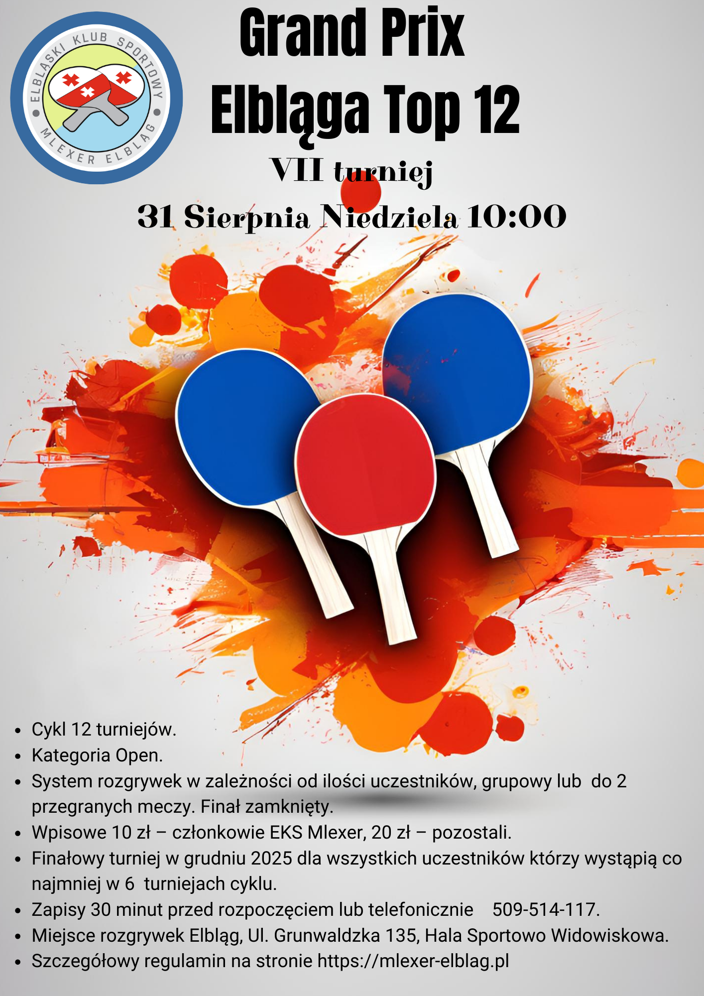 Cykl 12 turniejw. Kategoria Open. System rozgrywek w zalenoci od iloci uczestnikw grupowy lub do 2 przegranych meczy. Fina zamknity. Mecze o miejsca od 1 do 16. Wpisowe 10 z cz 7